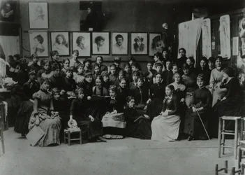 Academie Julian, Paris, Gruppe von Kunststudenten