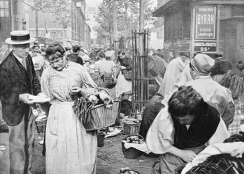 Händler unter Käufern und Verkäufern, Les Halles, Paris, 1896