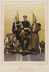 Russische Armee: Pavlovskiy Regiment, Soldaten in verschiedenen Uniformen