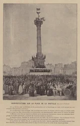 Die Kommune von Paris, Demonstrationen auf dem Place de la Bastille, vom 24. bis 28. Februar
