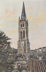 Saint-Emilion, Glockenturm über der monolithischen Kirche