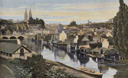 Saint-Lo, Gesamtansicht von den Ufern der Vire