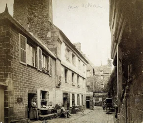 Das Hotel und das Gasthaus Poulard am Eingang von Mont-Saint-Michel, Ende des 19. Jahrhunderts