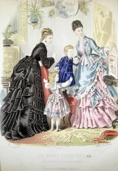 2 Frauen und 2 Kinder: Mode - in „Album de la Mode illustrée“