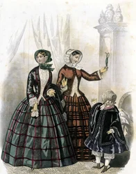 2 Frauen mit einem Mädchen - in „Journal des Demoiselles“ 1852
