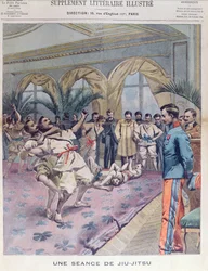 Eine Jiu-Jitsu-Sitzung in Frankreich, Illustration aus Le Petit Parisien, 1905