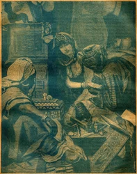 Ein Basar in Lahore, Indien. Gravur in „La Terre Illustree“ Nr. 94 vom 25. August 1892.