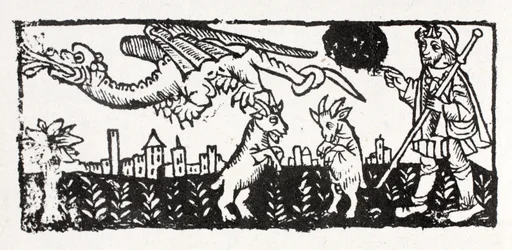 Ein Drache, brennende Ziegen, die in die Luft springen, Le Chemin von St. James