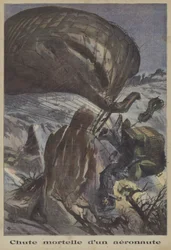 Ein tödlicher Ballonabsturz (Farblithografie)