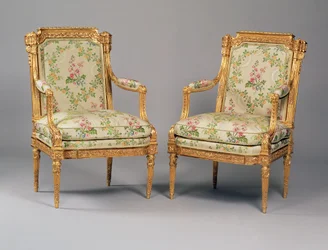 Ein Paar Armstühle aus einer Suite von Louis XVI Möbeln, gestempelt von Delaisement, ca. 1780