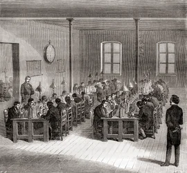 Eine Telegrafenstation in Paris, Frankreich um 1870, aus Les Merveilles de la Science, veröffentlicht um 1870 (Gravur)