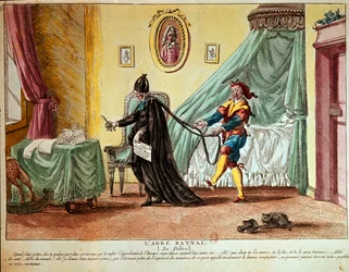 Abbé Raynal im Delirium, ca. 1790 (handkolorierte Radierung)