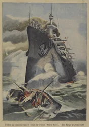 Unfallbedingtes Sinken eines Fischerbootes durch den französischen Panzerkreuzer Admiral Aube während Geschwindigkeitstests