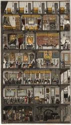 Unterkunft in Paris - Querschnitt eines Pariser Hauses 1885 - Querschnitt eines Hauses in Paris im Jahr 1885. in „La Nature. Revue des sciences et de leurs applications aux arts et à l