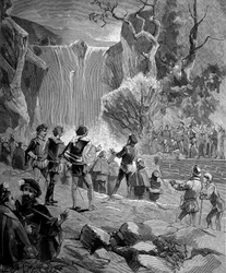 Adam de Craponne (1527-1576), französischer Mathematiker und Ingenieur vor den Gewässern der Durance. (Ein Abkommen wurde von Adam de Craponne unterzeichnet, um die Gewässer der Durance und des Verdon nach Aix-en-Provence zu bringen). in „Populäre Geschich