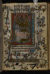 Drei Mönche singen vor einem Sarg, Seite aus 