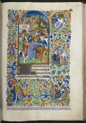 Stunden der Passion [Sext], Christus trägt das Kreuz, aus dem Stundenbuch (The Bedford Hours) ca. 1410-30