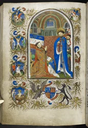 Herzog von Bedford vor St. Georg, aus dem Stundenbuch (Die Bedford Stunden)