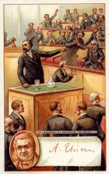Adolphe Thiers wird in der französischen Nationalversammlung gefeiert