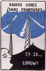 Werbung für freie Radiosender ohne Grenzen in Longwy.