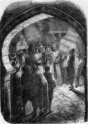 Algerischer Brauch - Hochzeit: Fackelzug in der Hochzeitsnacht in den Straßen von Tlemcen in Algerien.