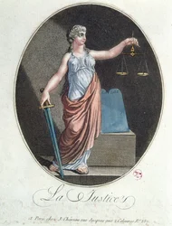 Allegorie der Gerechtigkeit, veröffentlicht von J. Chereau, Paris, 1792