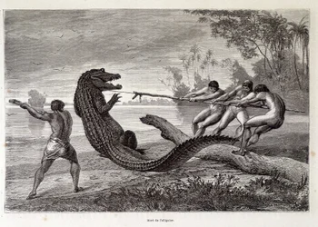 Alligatorjagd, Brasilien, „Rund um die Welt“ 2. Woche 1874