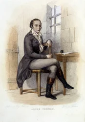 André Chénier (1762-1794), französischer Dichter, im Concierge - in „Le Plutarque français“, Ed. Mennechet