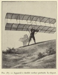 Doppelflächen-Tragflächenapparat, der Abflug