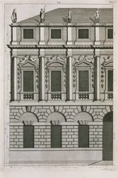 Architektonisches Design, das Palladianische Proportionen demonstriert, graviert von Bernard Picart (1673-1733) um 1716