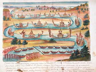 Ankunft der französischen Botschafter in Siam, aus einem Bericht der Jesuiten in Siam, 1688