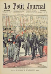 Ankunft des Präsidenten der Französischen Republik, M. Loubet, in Rom für einen Staatsbesuch in Italien im April 1904, Titelillustration von 