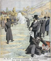 An der spanischen Grenze, Duell zwischen Paul Deroulede und Jean Jaures, Illustration aus Le Petit Journal: Supplement illustre, 18. Dezember 1904