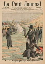 An der spanischen Grenze, Duell zwischen Paul Deroulede und Jean Jaures, Illustration aus Le Petit Journal, Supplement illustre, 18. Dezember 1904