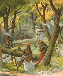 Von Eingeborenen in Afrika angegriffen