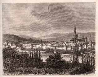 Autun - Département Saone-et-Loire - Gravur in „La France illustree: Geographie, Geschichte, statistische Verwaltung“ von V.A. Malt-Brown. 1884