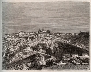 Avallon - Bourgogne-Franche-Comte - Gravur in „La France illustree: Geographie, Geschichte, statistische Verwaltung“ von V.A. Malt-Brown. 1884