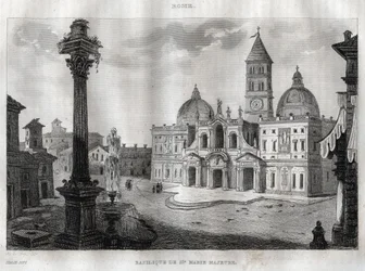 Basilika Santa Maria Maggiore - Rom - Gravur aus „Italien Picturesque - Historische und beschreibende Malerei von Italien“ von M. de Norvins, Ch. Nodier 1834-1836