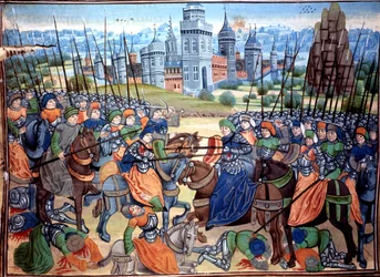 Schlacht der Kreuzritter und heidnischen Truppen nahe der Stadt Aleppo, um 1464
