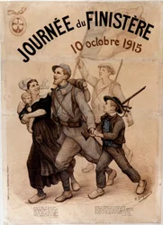Bretonischer Soldat und seine Familie - Plakat für „Finistere-Tag“, 10. Oktober