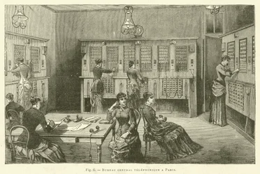 Zentrales Telefonbüro in Paris (Gravur)