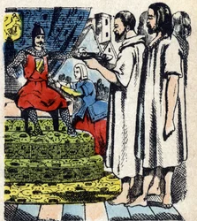 Bürger von Calais vor Edward III. im Jahr 1346, Epinal Bild 19. Jahrhundert (Gravur)