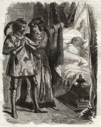 Indem er eine Tür öffnete, zeigte er dem Ehemann seine eigene Frau, die nackt lag. Louis I. von Valois, Herzog von Orleans (1372-1407), ließ Raoul d