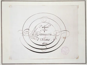 Kalligraphie: Manuskriptstück aus dem Jahr 1670 von Jean Baptiste Alais de Beaulieu fils, „Cahier manuscrit d