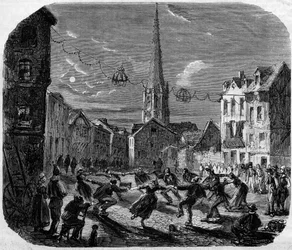 Katholisches Fest: ein Reigen während des Festes von Sankt Johannes in Harfleur