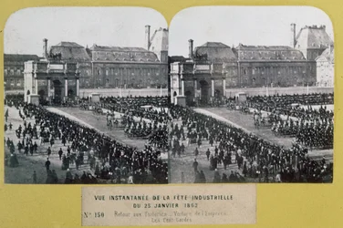 Feier der Industrie in den Tuilerien, Place du Carrousel, Paris, stereoskopische Ansicht, 25. Januar 1863