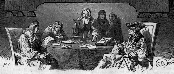 Zensur: Unter dem Ancien Régime wurde der Dienst „Schwarzes Kabinett“ genannt, um private Korrespondenz aus Sicherheitsgründen zu überprüfen. Gravur des 19. Jahrhunderts