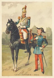 Centengudes im Jahr 1860 (Elite-Kavalleriekorps der persönlichen Garde von Kaiser Napoleon III., gegründet 1854, aufgelöst 1870)
