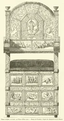 Geschnitzter Stuhl aus Elfenbein im russischen Staatsschatz (Gravur)