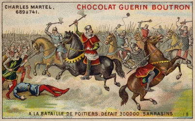 Karl Martell besiegt eine Armee von 300.000 Sarazenen in der Schlacht von Poitiers, 732